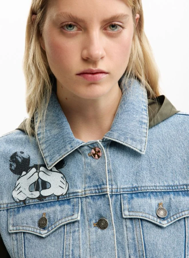 DESIGUAL Blue Mickey Mouse™ Bimaterial Parka for Women | Best Price UAE